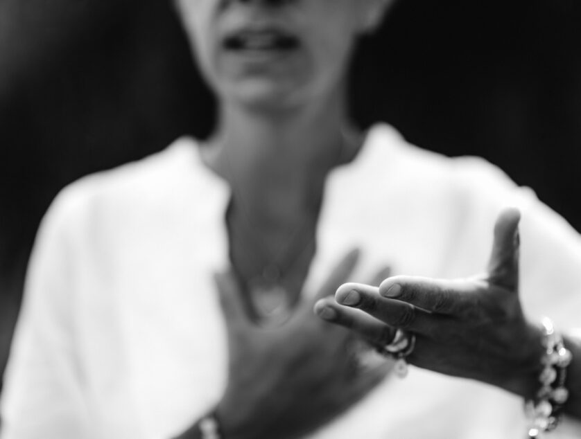 Honesty Hand Gesture Spiritual Healer Expressing Honesty with her Hands